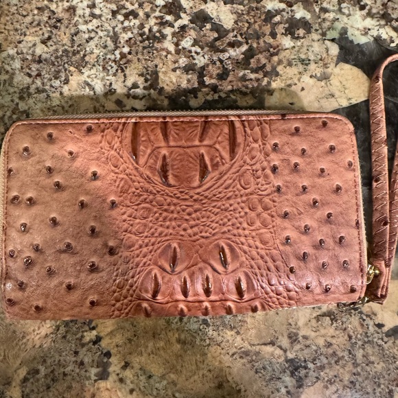 Brown Crocodile Embossed Wristlet Wallet - Picture 2 of 3